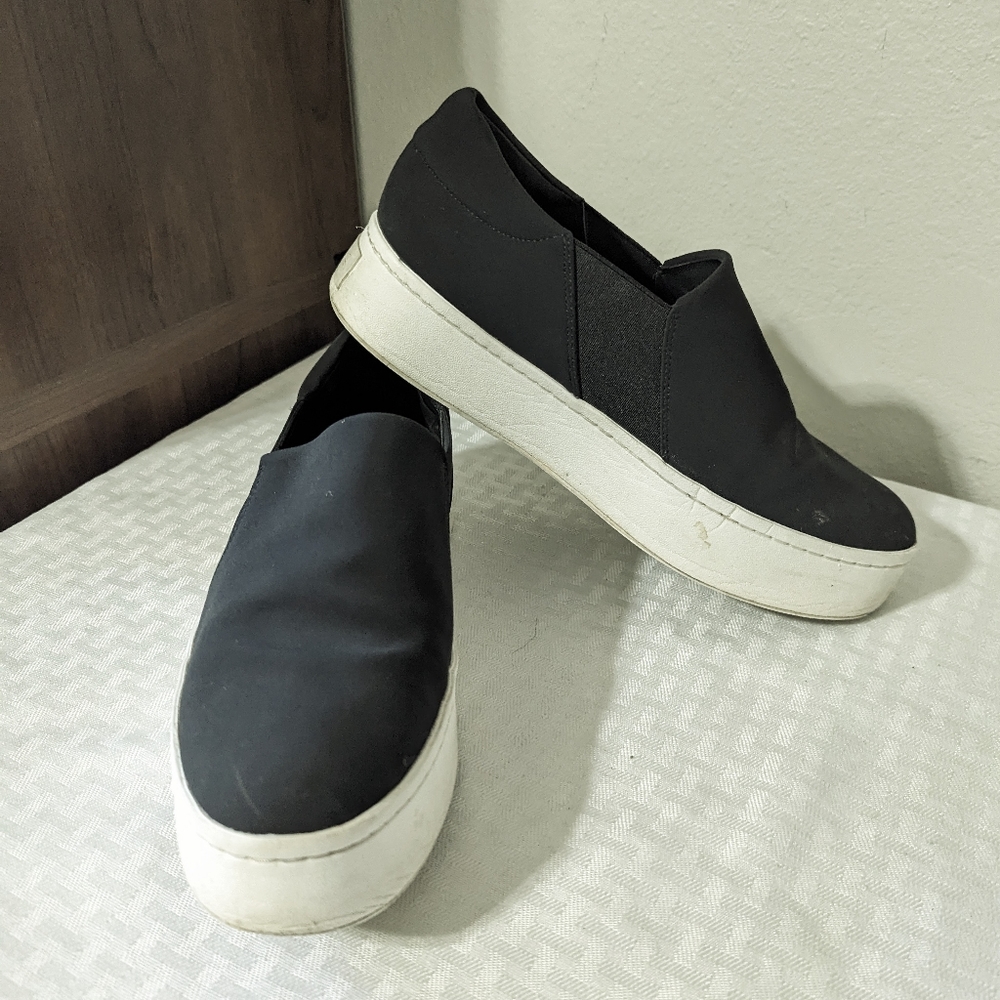 Woman's Vince Black Slip On Platform Sneakers 8